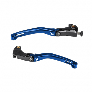 view Bonamici KL23-BLACK-BLUE Folding Levers for Yamaha YZF-R6 '17-'20 & YZF-R1 (2015-)