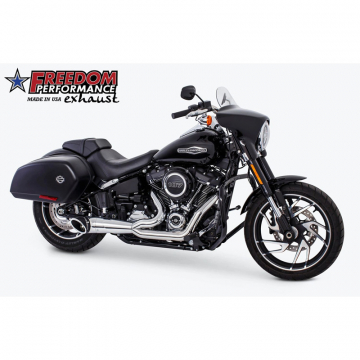 view Freedom Performance HD00809 2:1 Turnout Exhaust, Chrome Harley Softails w/ Bags (2018-)