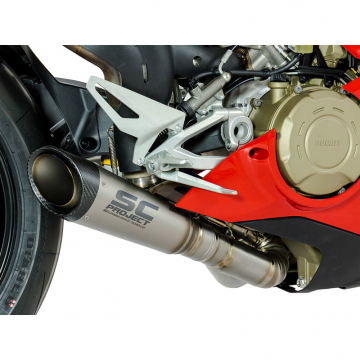 view SC-Project D26-LT41T S1 Slip-on Exhaust, Titanium for Ducati Panigale V4/S (18-)