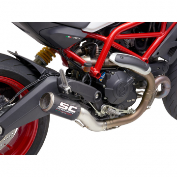 view SC-Project D32-T36C CR-T Slip-on Exhaust, Carbon Fiber for Ducati Monster 797 (2017-)