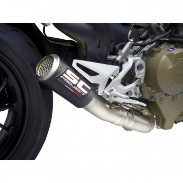 view SC-Project D33-T69CR CR-T Half Exhaust, Carbon for Ducati Streetfighter V4/S (2020-)