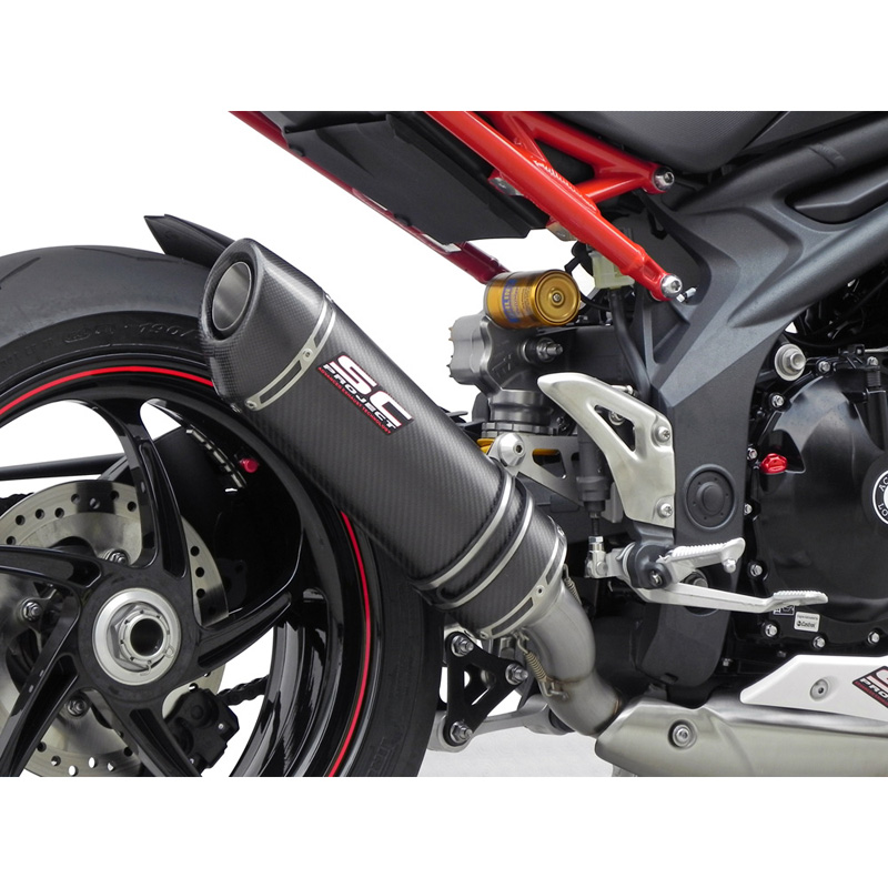 SC-Project T05-L01C Oval Low Mount Slip-on Exhaust, Carbon Triumph ...