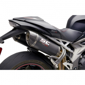 view SC-Project T22-12C Oval Slip-on Exhaust, Carbon for Triumph Speed Triple '18-'20