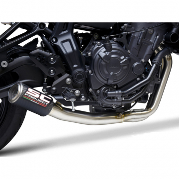 view SC-Project Y33-CDE36C CR-T Slip-on Exhaust, Carbon Fiber for Yamaha MT-07 & YZF-R7 '21-