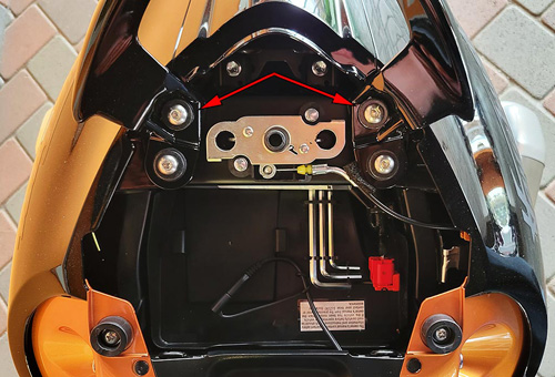 shown 4 bolts, remove rear 2 bolts to remove passenger grab rail