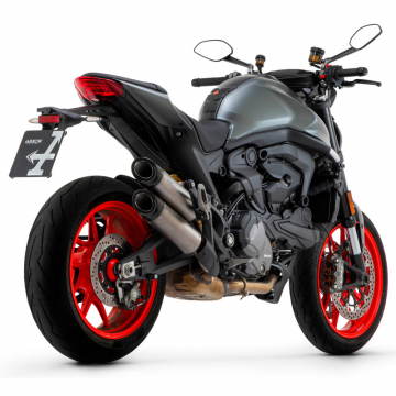 view Arrow 71939PRN Round-Sil Slip-on Exhausts, Titanium Dark for Ducati Monster 937 (2021-)