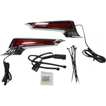 Ciro 40044 Filler Panel Red Lights, Chrome Finish for Harley Touring '14-