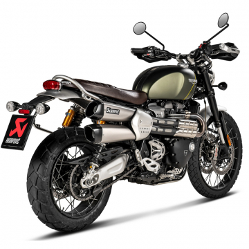 view Akrapovic S-T12SO3-HCQT Slip-on Line Tapered Exhausts, Silver for Scrambler 1200 '19-'20