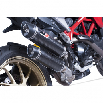 view QD ADUC0470001 Magnum Twin Slip-on Exhausts, Carbon Fiber for Ducati Hypermotard 939
