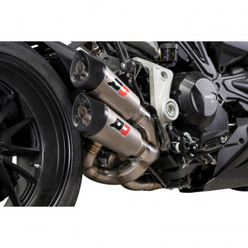 view QD ADUC0550012 Gunshot Twin Semi Full Exhaust, Titanium for Ducati Diavel 1260