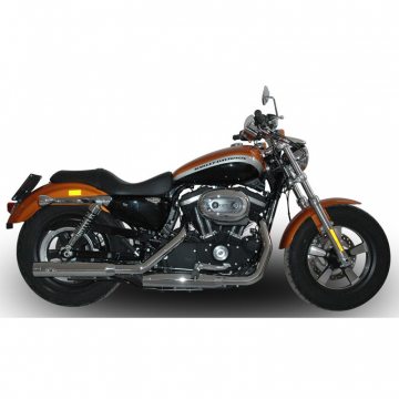 view V-Performance AHAR0220001 Twin Exhaust, Double Ring Chrome for Sportster '14-'20