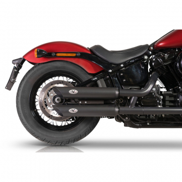 view V-Performance AHAR0250039 Twin Slip-on Exhausts, Slash Cut Dark for Harley Softails '21-