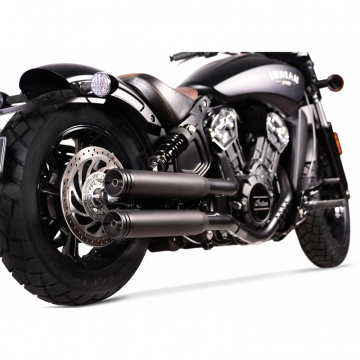 view V-Performance AIND0080010 Twin Exhausts, Double Ring Dark for Indian Scout '15-'20