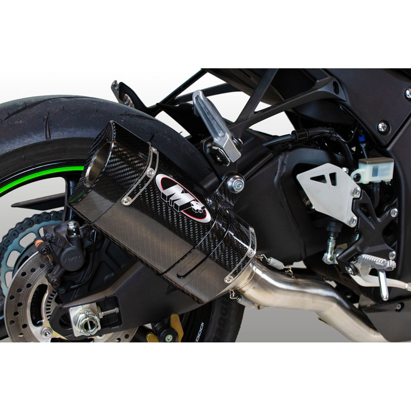 M4 KA9974 Half Titanium Exhaust, Carbon Tech 1 Muffler for Kawasaki ZX ...