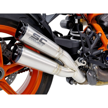 view SC-Project KTM16-T133T TWIN S1-CNC Slip-on Exhaust, Titanium for KTM 1290 Super Duke R '20-