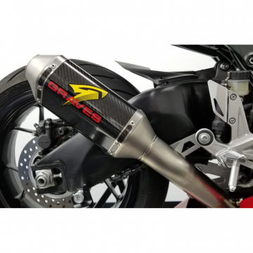 view Graves EXH-17CB1-CBTC Cat Back Slip-on Exhaust, Carbon for Honda CBR1000RR '17-