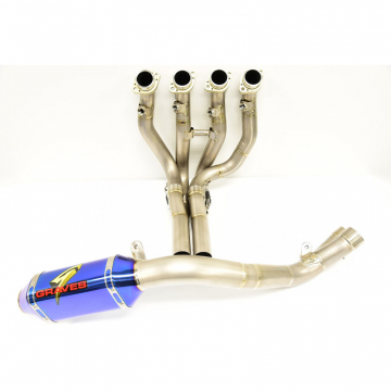 view Graves EXY-20R1-SBKB ElecTrick Blue Full Exhaust, Titanium for Yamaha YZF-R1 '15-
