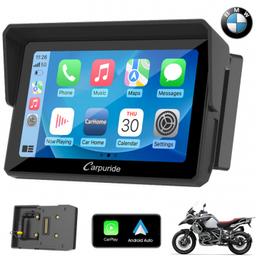 view Carpuride W502B Android Auto Wireless Portable Dual Bluetooth 5" Display with BMW Bracket