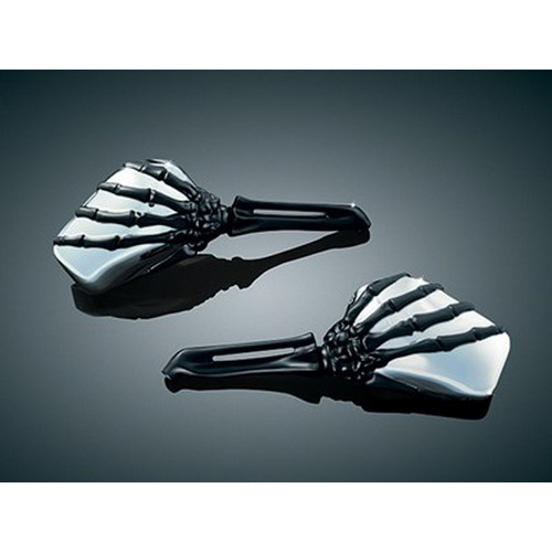 Kuryakyn 1764 Skeleton Hand Mirrors with Black Stems and Chrome Heads |  Accessories International