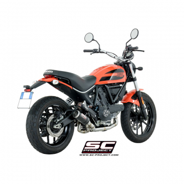 view SC-Project D23-C38C CR-T Full Exhaust, Carbon Fiber for Ducati Scrambler Sixty2 (2016-)