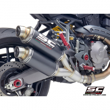 view SC-Project D25-K44C GP Twin Slip-on Exhaust for Ducati Monster 821 / 1200/R/S (2017-)