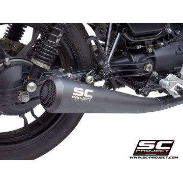 view SC-Project MG02-42A70SMB Conic 70s Style Slip-on Exhaust, Matte Black Moto Guzzi V7III