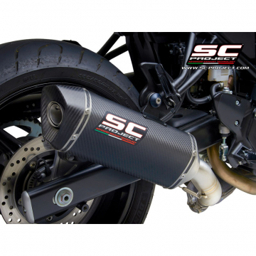 view SC-Project S14-116C SC1-R Slip-on Exhaust, Carbon Fiber for Suzuki SV650 (2016-)