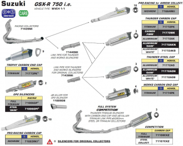 view Arrow 71108CKZ Competition Titanium Exhaust for GSX-R600 and GSX-R750 (2011-2015)