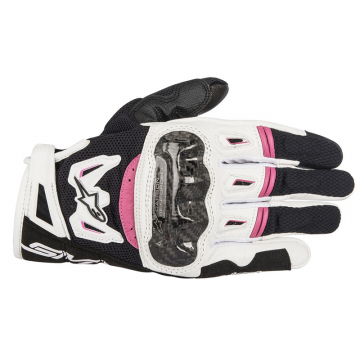 view Alpinestars SMX-2 Air Carbon V2 Women's Leather Gloves, Black/White/Pink