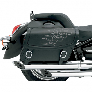 view Saddlemen X021-05-0413 Highwayman Tattoo Saddlebag, Silver, Size: Large