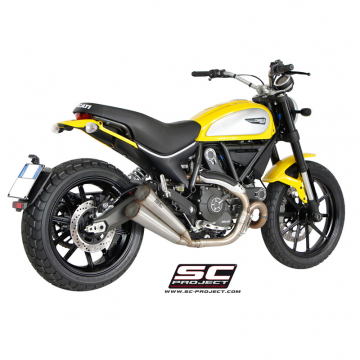 view SC-Project D16-D39A Conic Twin Exhaust for Ducati Scrambler 800 (2015-2016)
