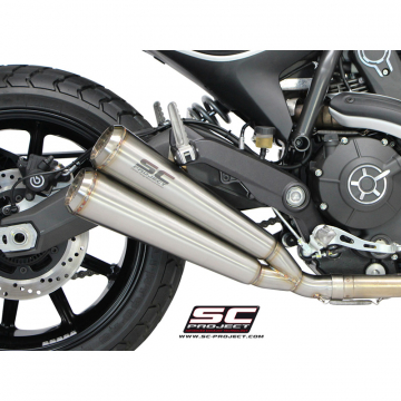 view SC-Project D16-D39A70S Conic Twin 70s Exhaust for Ducati Scrambler 800 (2015-2016)