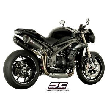 view SC-Project T16-12C Dual High Mount Oval Exhaust for Triumph Speed Triple R / S '16-'20