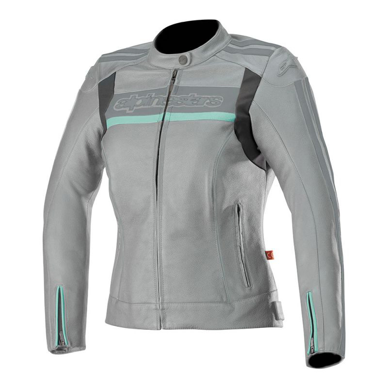 Alpinestars Dyno V2 Leather Women's Jacket, Grey/Aqua | Accessories ...