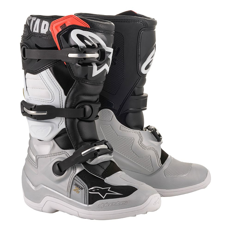 Alpinestars Tech 7S Youth Boots, Black/Silver/White/Gold | Accessories ...