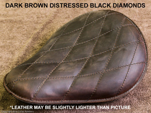 Dark Brown Distressed Black Diamond Stitching