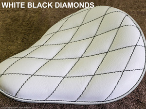 White with Black Diamond Stitching