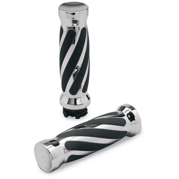 view Pro-One Chrome Cruiser Grips Twisted - Kawasaki / Suzuki / Yamaha