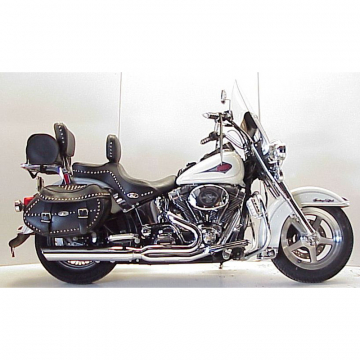 view D&D Fat Cat 2:1 Louvered Exhaust, Chrome for Harley-Davidson Heritage Softail (2000-2011)