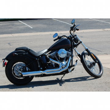 view D&D Fat Cat 2:1 Louvered Exhaust, Chrome for Harley-Davidson Softail (1984-2016)